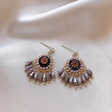 DAIIIBABYYY  -  New Arrival Korean Retro Elegant Crystal Tassel Dangle Earrings For Women Fashion Sweet Water Drop Jewelry Party Gifts